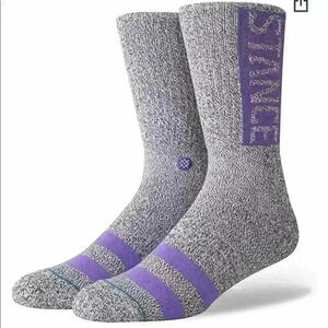 Stance OG Men's Varsity Crew Socks Heather Grey Violet Purple Medium